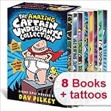 The Amazing Captain Underpants Collection Books Boxed Set 1-8 plus bonus TATTOOS! (Captain Underpants, 1-8)