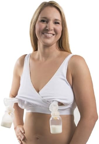 Relaxed Crossover Hands-Free Pump and Nurse Bra - White, Large
