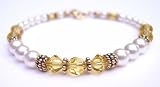 November Yellow Citrine Gold Filled Birthstone Swarovski Crystal Beaded Pearl Braceletss