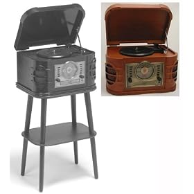 Steepletone Salisbury Retro Style Wood Veneer Nostalgia Music Centre with Turntable Record Deck, CD, Cassette Deck & Radio (Nostalgic Retro 1980 design)