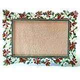 Poinsettia Swarovski Crystals Christmas Picture Frame for 4 x 6 inch Photo Pointsettia, Shipping