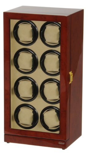 Eight Watch Winder Burl Wood w/LCD Dispaly