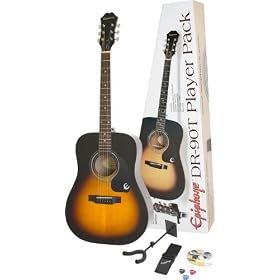 Epiphone DR-90T Acoustic Guitar Player Pack, Vintage Sunburst: Musical Instruments