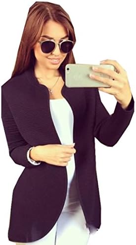 HMX Womens No Button Blazer Slim Fit Cardigan Sweater S Black