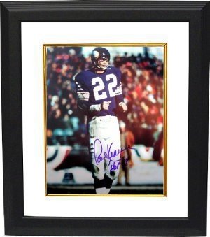 Paul Krause Autographed/Hand Signed Minnesota Vikings 8x10 Photo Custom Framed HOF 98