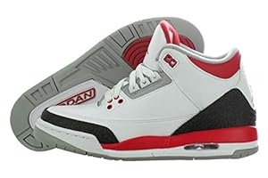 Nike Youth (BOYS) Air Jordan 3 Retro Basketball Shoes White / Fire Red/Silver/Black 398614-120 Size 6.5