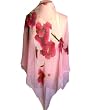 SilkNOW Pink Hand Painted 100% Pure Silk Chiffon Georgette Scarf with Beautiful Multi Colored Floral Pattern