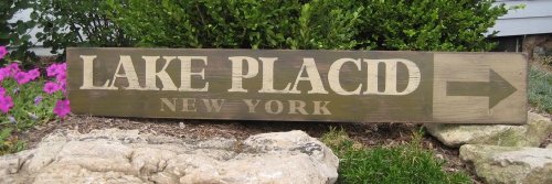 Lake Placid, New York - Hand Painted Wooden Sign