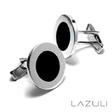 Sterling Silver and Resin Contemporary Black Gumball Cufflinks