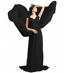 V-neck Chiffon/Satin Crystal Beaded Crystals Sequined Belted Pleated Evening Dress 