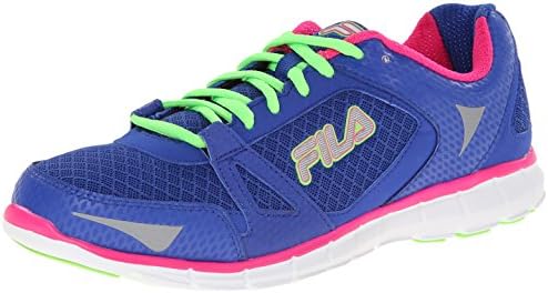 Fila Women's Memory Synergy Running Shoe, Dazzling Blue/Pink Glo/Green Gecko, 7 M US