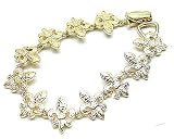 Beautiful Hammered Fleur De Lis Linked Charm Bracelet Gold Tone