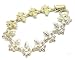 Beautiful Hammered Fleur De Lis Linked Charm Bracelet Gold Tone