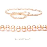 Single Strand 22 Inch 6.0-7.0mm Pink Button Shape Freshwater Cultured Pearl Necklace