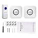 Wireless Doorbell Kits，Barsone Wireless Door Bell Chimes with 1 Push Button and 2 Remote Receivers Operating at Over 1000-Feet Range(4 Levels Volume,52 Chimes)No Batteries Required for Receiver