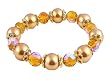 Bracelet - B17 - Fire Polished Glass and Glass Pearl Beads - Stretch ~ Gold