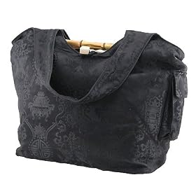 Buy Black l.j. bamboo Double Longevity Silk Brocade Diaper Tote by Bamboo
