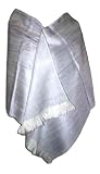 40% Off Super Soft Baby Alpaca Wool Reversible Shawl Wrap Cape Sexy Silver Color Cream Background