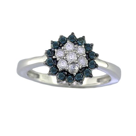 Sales 1/2 CT. Blue & White Diamond Ring in 10K White Gold Sales 1/2 CT. Blue & White Diamond Ring in 10K White Gold