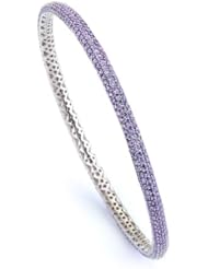 Sterling Silver Cubic Zirconium Silver with Purple Bangle