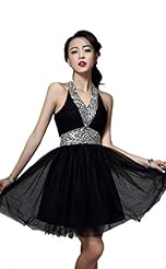 Halter Sleeveless Short Belted Homecoming Dress/Mini Dress 