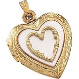 14K Yellow Gold Mother Of Pearl Heart Locket