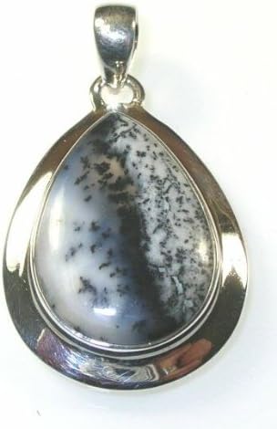 Teardrop Dendrite Opal Sterling Silver Pendant