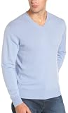  : Red Moon Men's 100% Cashmere Long Sleeve V-Neck Pullover Sweater, Light Blue, Small