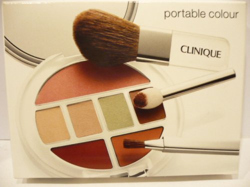 Clinique Exclusive Portable Colour (Blushing Blush: Sunset Glow, Colour Surge Eye Shadow Duo: Like Mink, Colour Surge Eye Shadow Super Shimmer: Lucky Penny - Sparkling Sage, Long Last Lipstick: Berry Freeze - Creamy Nude) + (Blush Brush, Eye Shadow Applicator, Retractable Lip Brush)