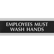 U.S. Stamp & Sign HeadLine Century Series 3x9 Inch Employees Must Wash Hands Sign, Black and Silver, 4782