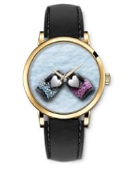 SPRAWL Aanalog Fashion Series Gold Ladies Watches of Genuine Black Leather Strap,Unique Wrist Watch for Women Girls Designed with A pair of lovers gloves
