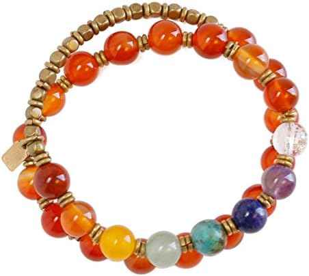Carnelian "Second Chakra" and Chakra Gemstones 27 Bead Wrap Mala Bracelet, chakra jewelry