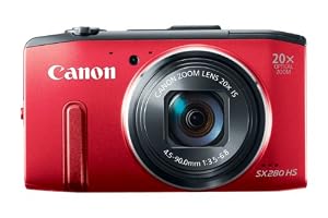 Canon PowerShot SX280 HS 12.1 MP CMOS Digital Camera with 20x Image Stabilized Zoom 25mm Wide-Angle Lens and 1080p Full-HD Video (Red)