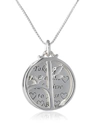 Sterling Silver "Take Time To Breathe Take Time To Just Be" and "Be" with Open Circle Tree Reversible Pendant Necklace, 18"