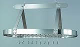 36x19x15� Oval Satin Nickel Pot Rack w/Grid, 16 Hooks, RM