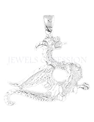 14K White Gold Dragon Pendant