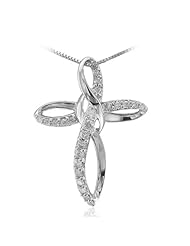 10k White Gold Diamond Cross Pendant Necklace (GH, I2-I3, 0.33 carat)