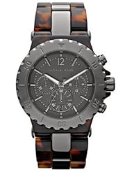 Michael Kors Womens Marbled Plastic Link Bracelet Gold Tone Quartz Chronograph Crystal MK5501