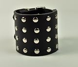 2-1/2" Black Leather Cuff Wristband Round Stud 80s Gothic Punk Heavy Metal Death