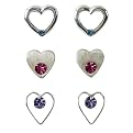 Kids? Sterling Silver Cubic Zirconia Open Heart Set - Pink