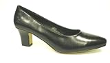 Womens Black Shiny Office Wear Court Wide Comfort Fit Shoes