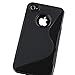 eForCity Black S Shape TPU Rubber Skin Case Compatible with Apple iPhone 4S