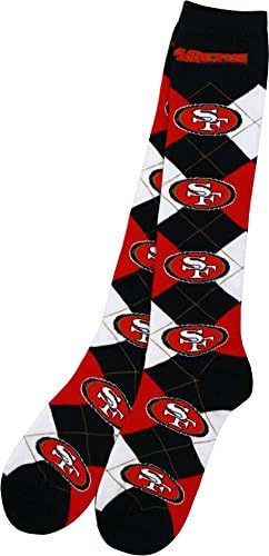 San Francisco 49ers Repeat Logo Argyle Knee High Socks, Medium