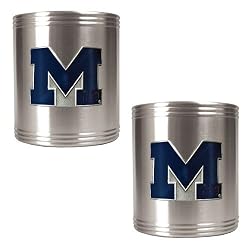 Michigan Wolverines NCAA 2pc Stainless Can Holder Set by Great American Products