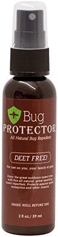 Bug Protector All Natural Insect Repellent Spray, 2 oz - DEET FREE - Safe for Kids &amp; Pregnant - Repels Mosquitoes, Gnats, Ticks, Fleas, and More Bugs