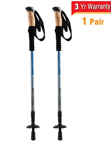 Trekking Poles Aluminum Ultralight Anti Shock Walking Hiking Poles Adjustable Walking Hiking Sticks for Men Women Kids with Cork Grip & Additional Tips & Protectors(Grey)
