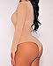 HUUSA Womens Sexy Long Sleeve Sheer Mesh Corset Bodysuit Nude Small