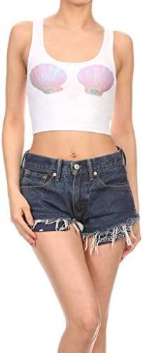 POPRAGEOUS Women's Mermaid Seashell Crop Top M Multi