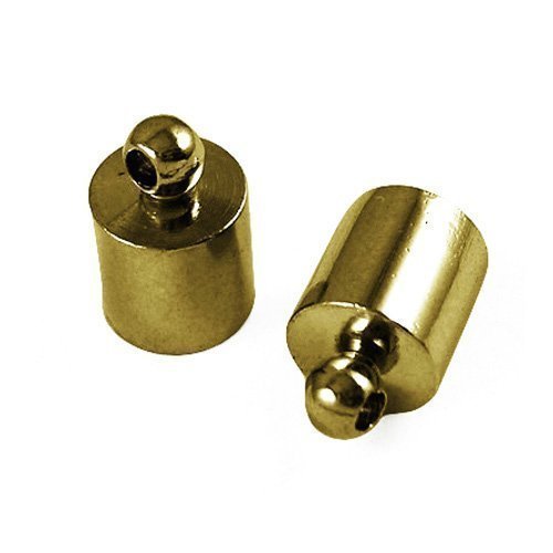 Pack Of 30 x Antique Bronze Plated Brass 6mm Kumihimo Barrel End Caps - (HA03200) - Charming Beads