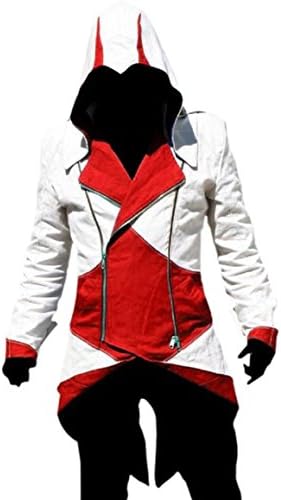 Deluxe Cosplay Costume Hoodie Jacket/Coat Many Sizes APK57 (Asain 2XS, White-Red)